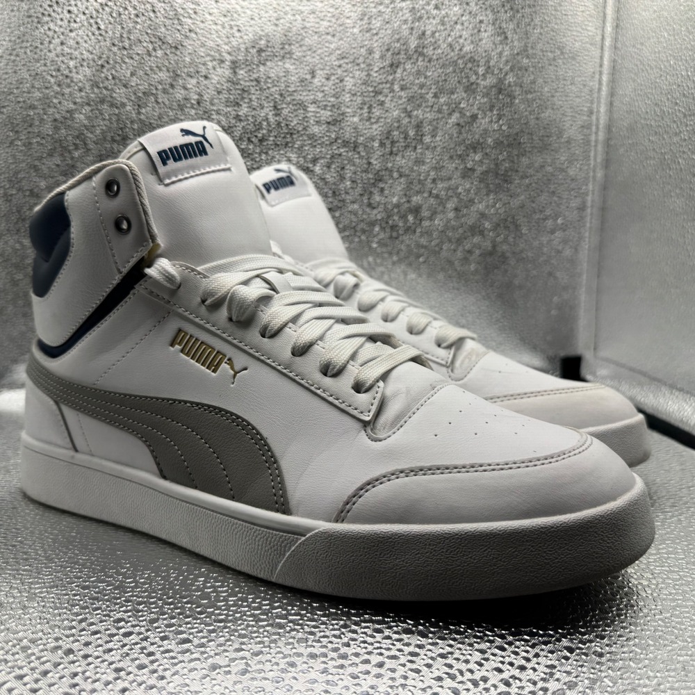 Size 10.5 Puma Shuffle Mid Sneakers Mens White Excellent High Top 380748-15